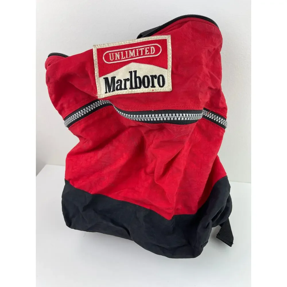 Vintage MARLBORO Red Black Duffle Bag Strap +Removable Backpack Memorabilia RARE